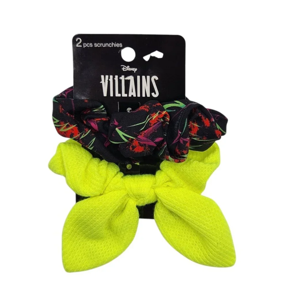 Scunci Disney Villains Inspired Hair Tie Scrunchies 2 pk with 2 Hairbands Bundle